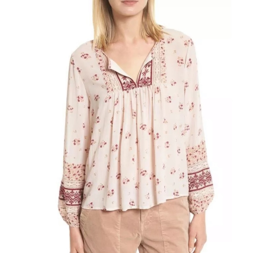 New Joie Joleta Silk Peasant Top Size Small